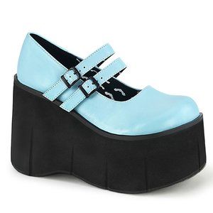 Demonia KERA-08 Light Blue Vegan Leather Platform Mary Jane Shoe